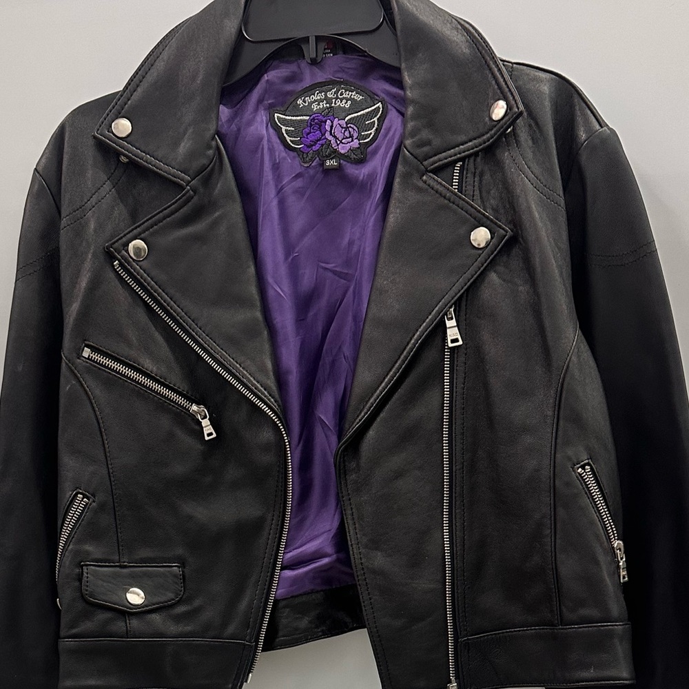 100% Leather Biker Jacket Size 3xl